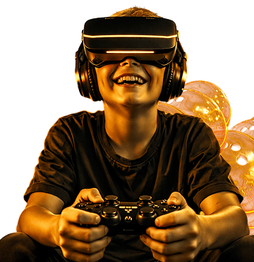 Child with VR headset